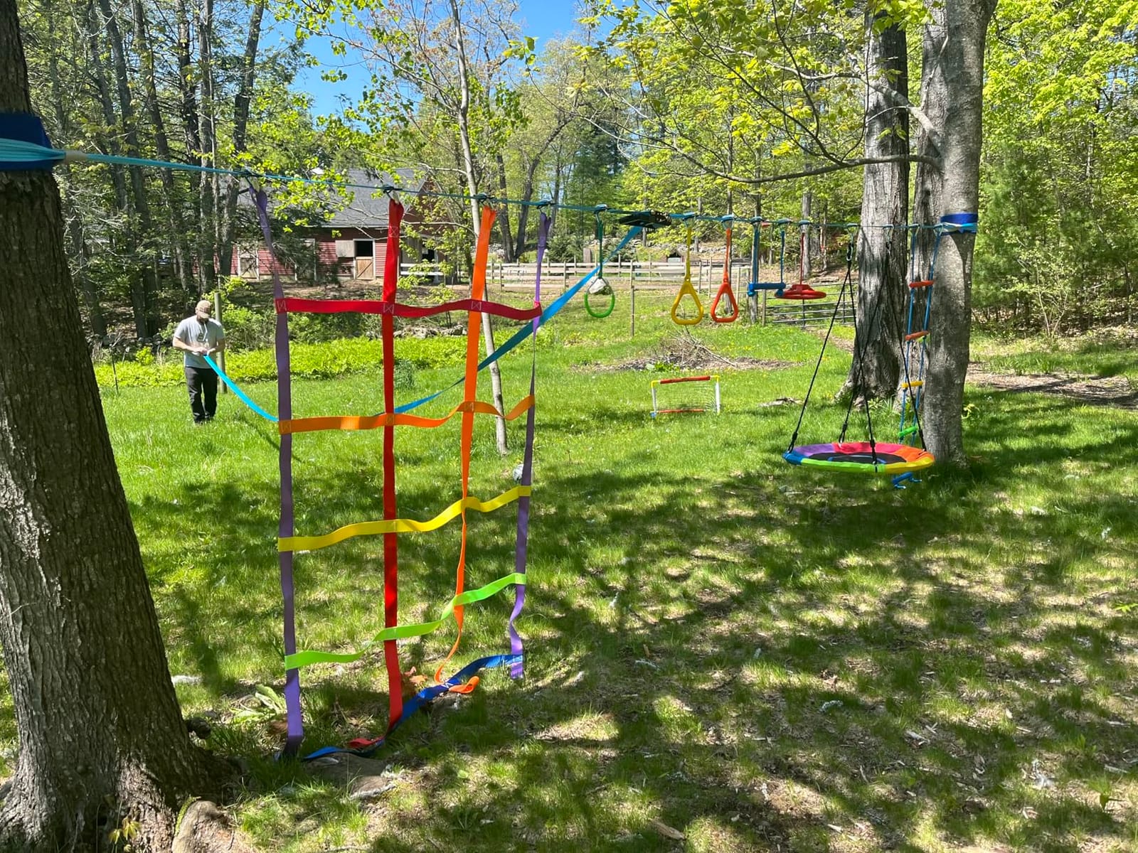 50 ft Ninja Warrior Obstacle Course Swing Set for Kids Outside | Includes 32
