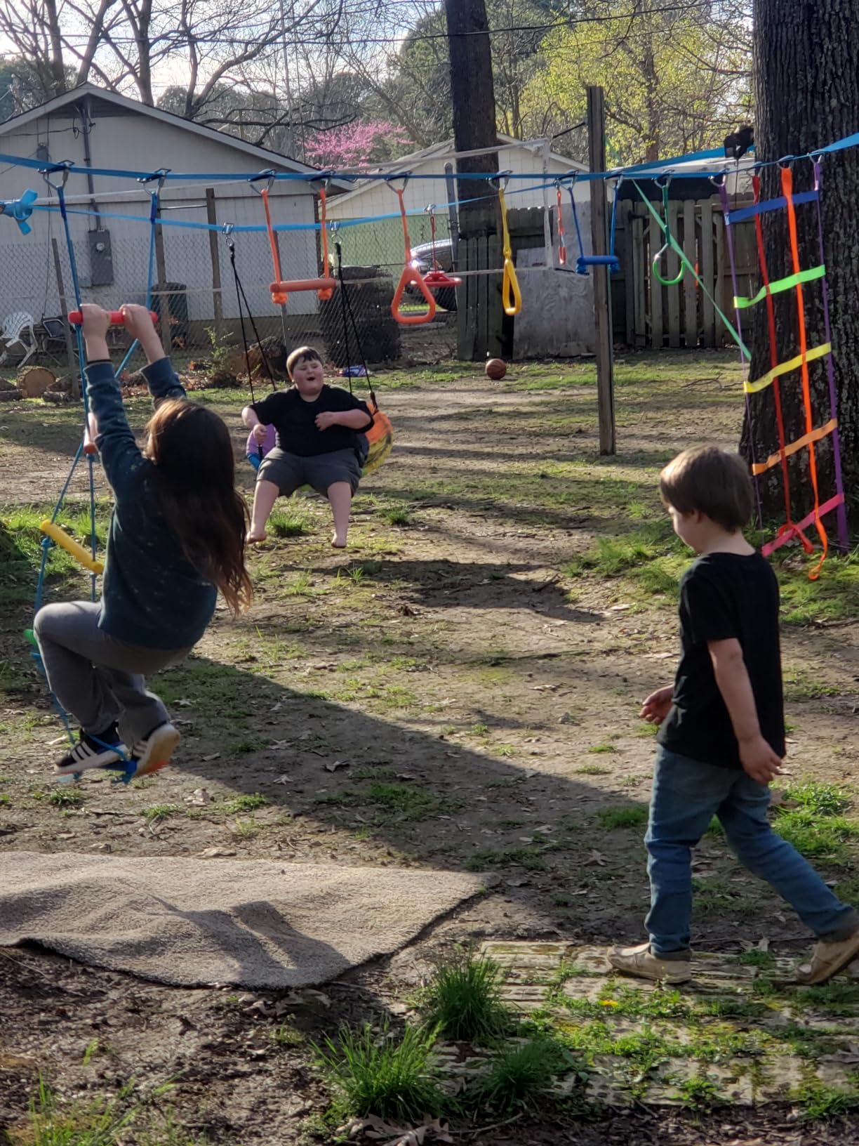 50 ft Ninja Warrior Obstacle Course Swing Set for Kids Outside | Includes 32
