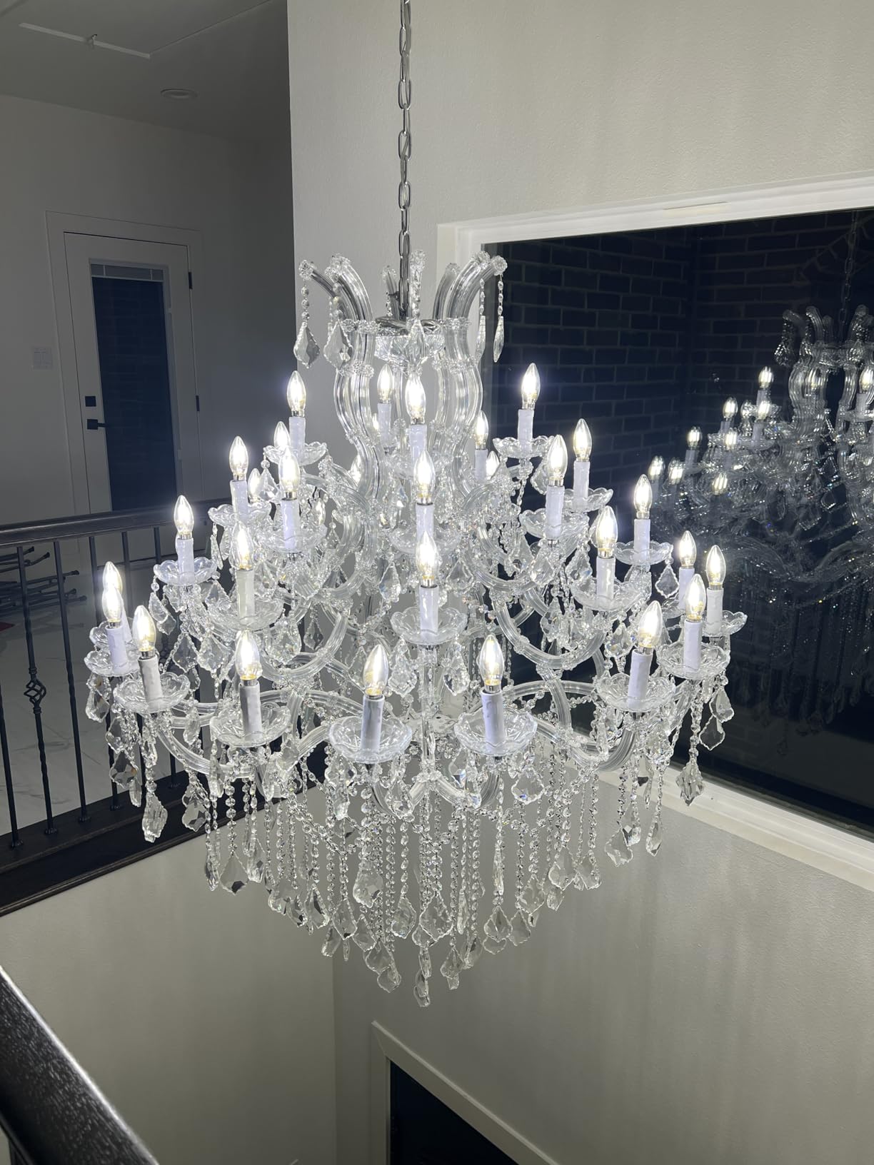 Large High Ceiling Modern Chandeliers - 24 Lights, 3 Layers Crystal Chandelier Light Fixtures for Lobby, Foyer, Entrance Hall, Staircase customer photo 1