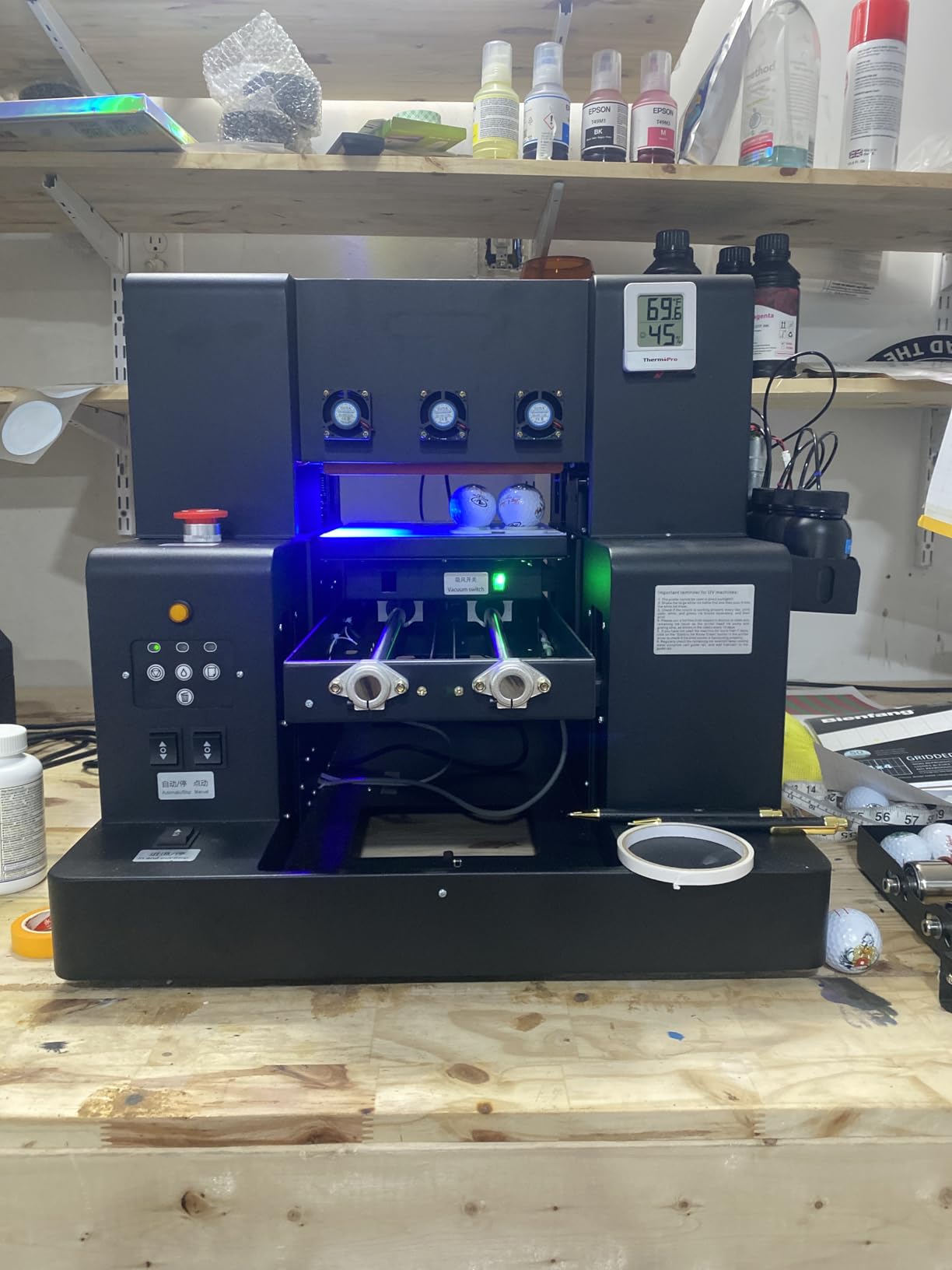 DXZ A4 L805 UV Flatbed Printer - Varnish with Rotary UV Ink for Acrylic, Metal, Leather, Golf, Bottle, Phone Case and More, 2-Year Ink Included (Printer + Bottle Holder + Software) customer photo 2