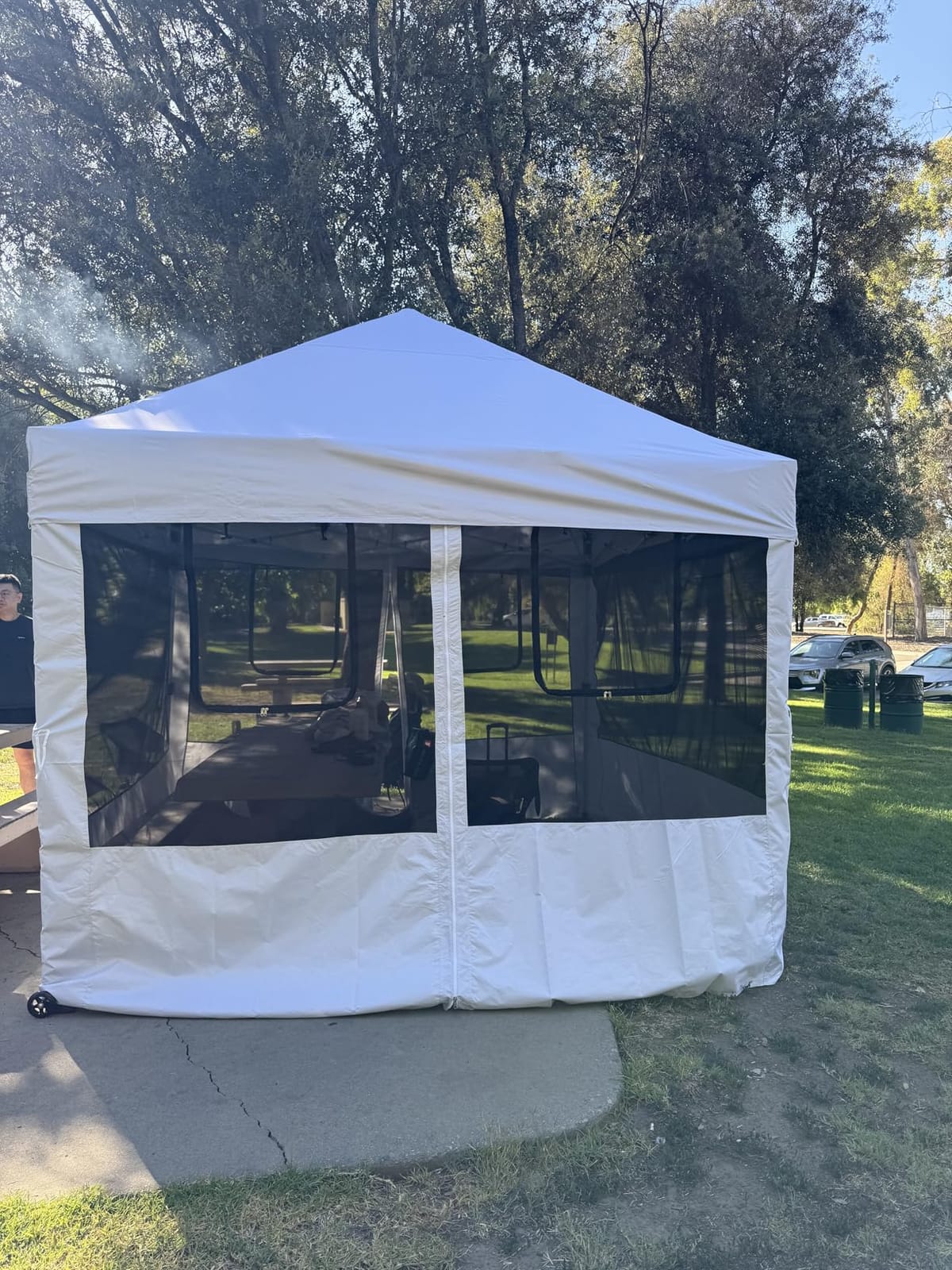 CROWN SHADES 10x10 Pop Up Canopy, Food Tents for Outdoor Serving, White | Patented CenterLok One Push Vendor Food Booth Tent, 400D Fabric, STO-N-Go Cover Bag, 4