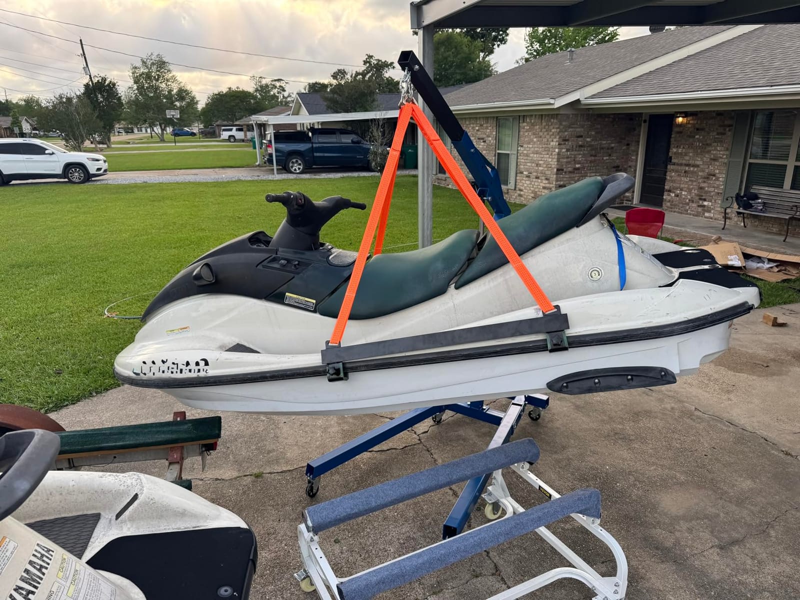 Watercraft Lift Sling 2800lbs Capacity 43'' Never Break Jet Ski Lift Sling | Steel Bracket with Anti Slip Strip, Thickened Polyester Lifting Suitable, for Personal Watercraft, PWC, Jet Ski customer photo 1