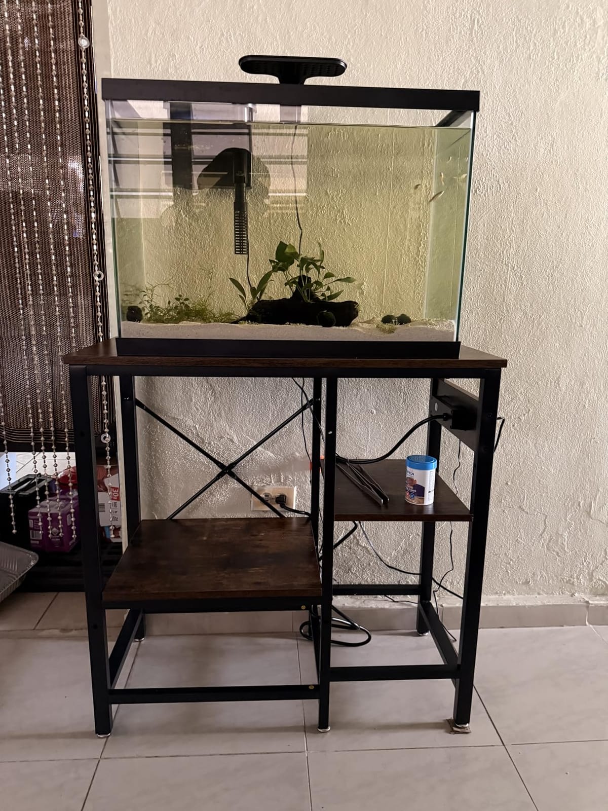 Bestier 20-29-37 Gal Fish Tank Stand with Power Outlet, Rustic Brown, 30x13 | 6-Leg Steel Frame, 3-Tier Adjustable Shelves for Filters Storage, 400Lbs Capacity, 5-In-1 Power Outlet, 4 Leveling Feet customer photo 2