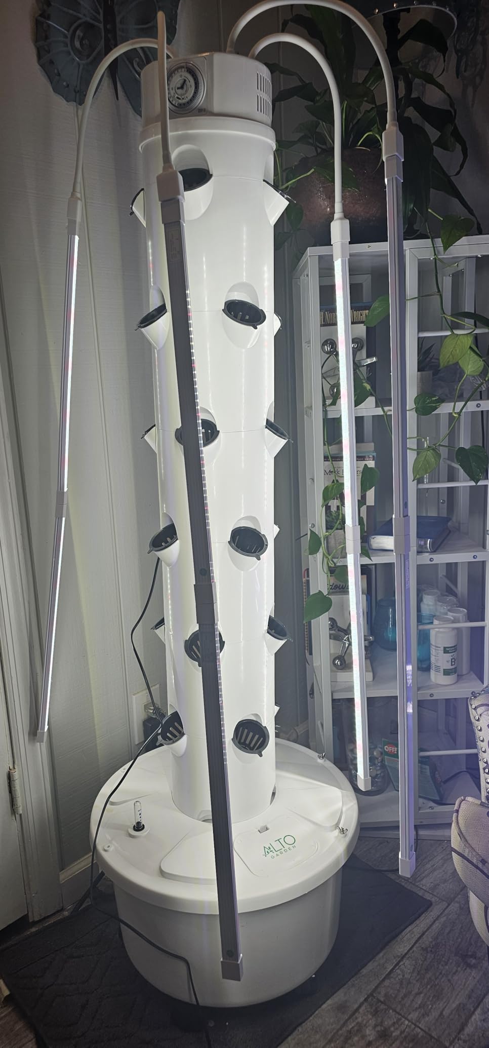 GX Hydroponic Tower | Vertical Planter Tower | Hydroponics Growing System Kit | Food Grade with 24 Net Pots (with LED Grow Lights) customer photo 2