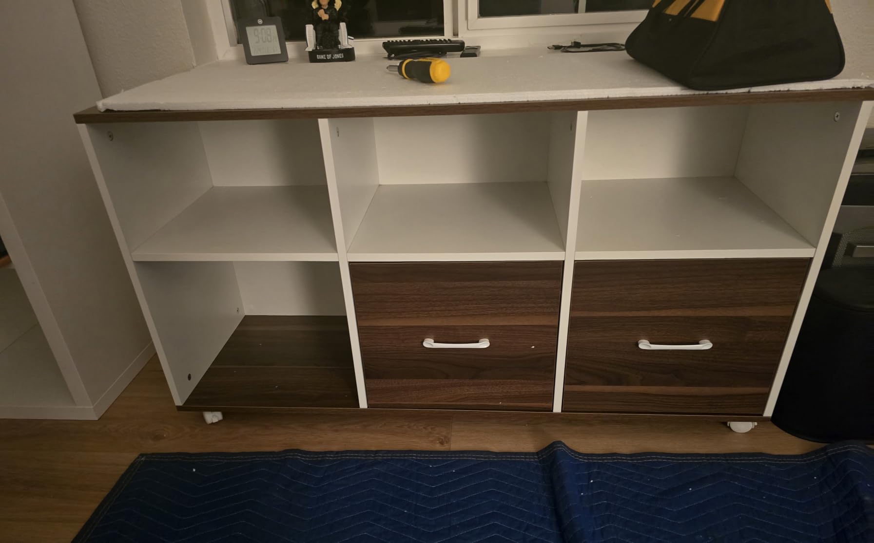 Tribesigns 63-Inch Executive Computer Desk with 47-Inch Lateral File Cabinet, Large Workstation Business Furniture, L Shaped Desk with Drawers and Storage Shelves for Home Office, Walnut & White customer photo 1