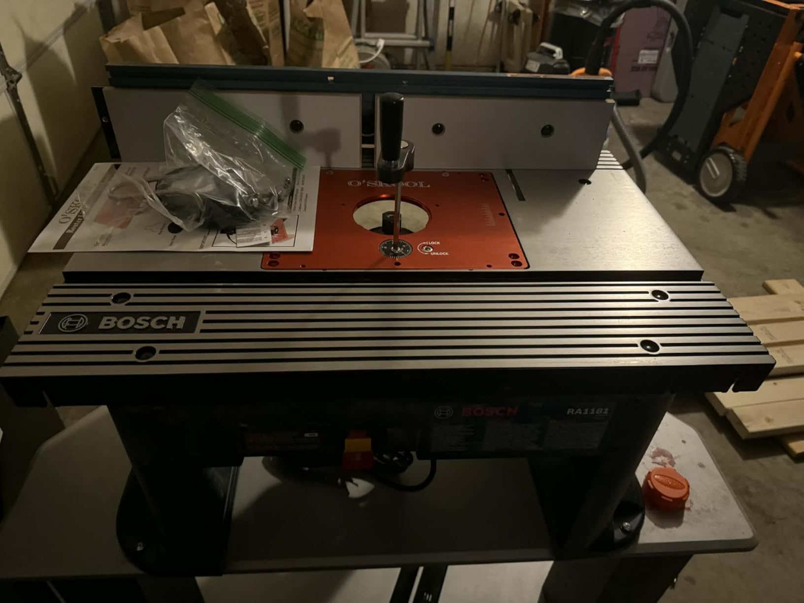 O'SKOOL Router Lift System Compatible With Bosch RA1181 and RA1171 | For 3-1/2 Inch Diameter Router Motors, 11-1/2 Inch by 9-1/8 Inch, 3/8 Inch Solid Aluminum Plate, RTS017 customer photo 2