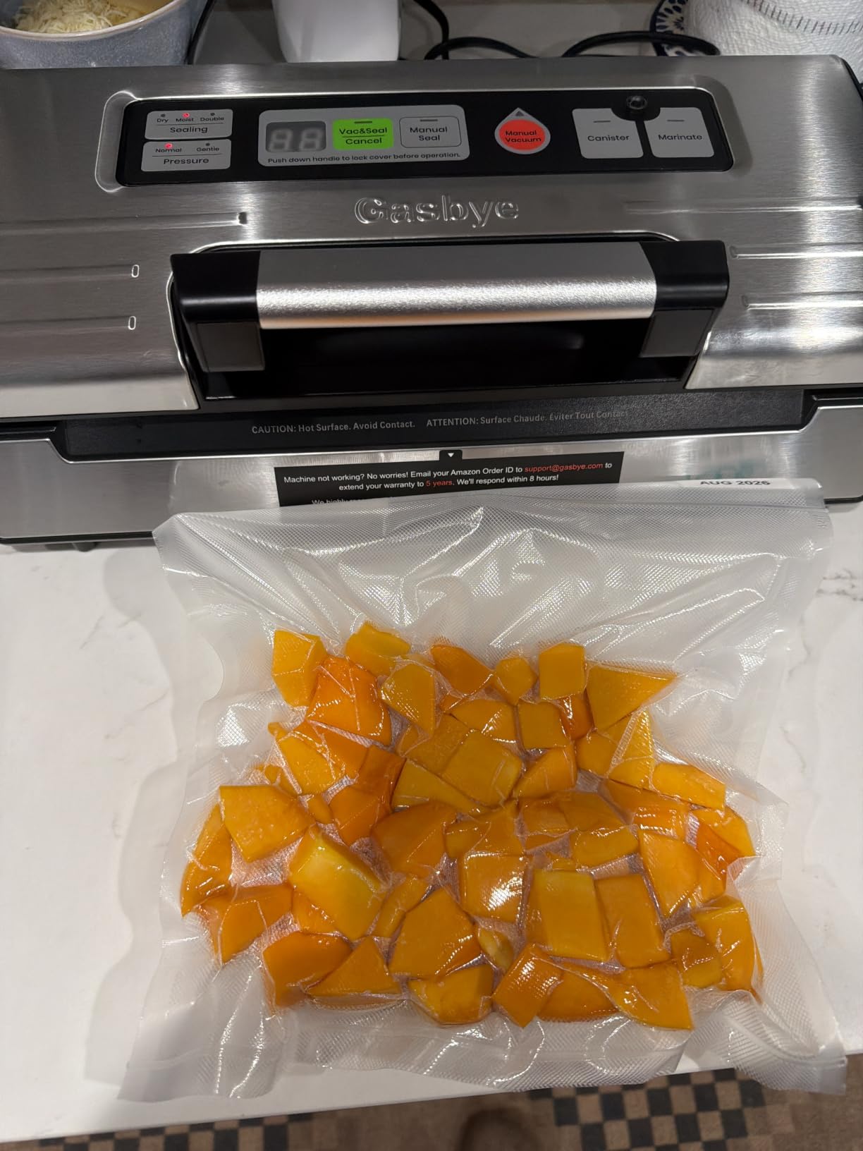 Gasbye 95kPa Precision Vacuum Sealer Machine, Double Heat Seal for Dry/Moist Food, Easy-Lock Handle, Built-in Bag Storage & Cutter, Progress Display, Pulse Mode, Removable Drip Tray, Silver customer photo 2
