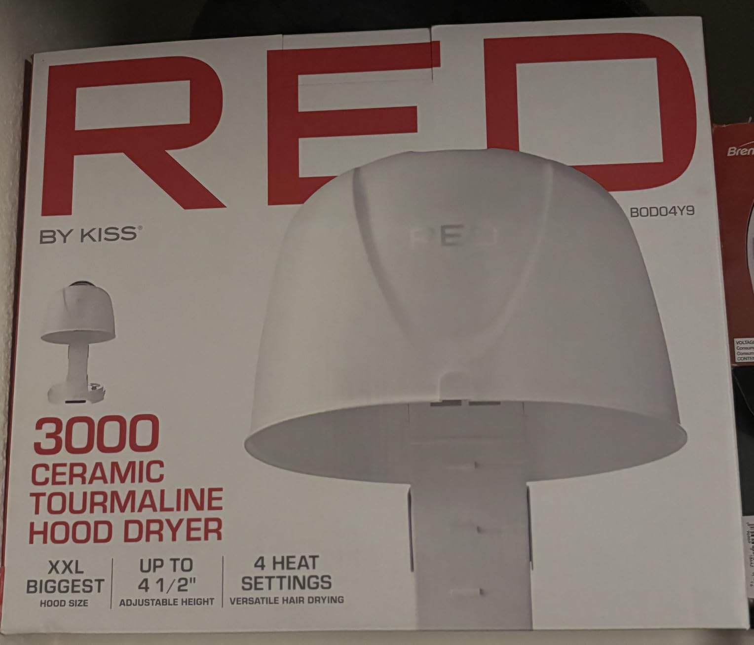 Red by Kiss 3000 Ceramic Tourmaline Professional Hood Dryer, 4 Heat Settings Blow Dryer for Home & Salon, Height Adjustable Convenient Big Hood Size Extra Coverage (1875 Wattage) customer photo 2