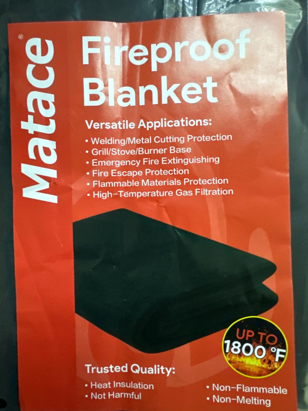 Welding Blanket Fireproof 40x40 Inch - Matace Carbon Felt Soldering Mat & Pad, 5mm Flame Retardant Fabric, Heat Shield for Brazing, Automotive Repair, Grill & Smoker, HVAC Plumbing, Black customer photo 2
