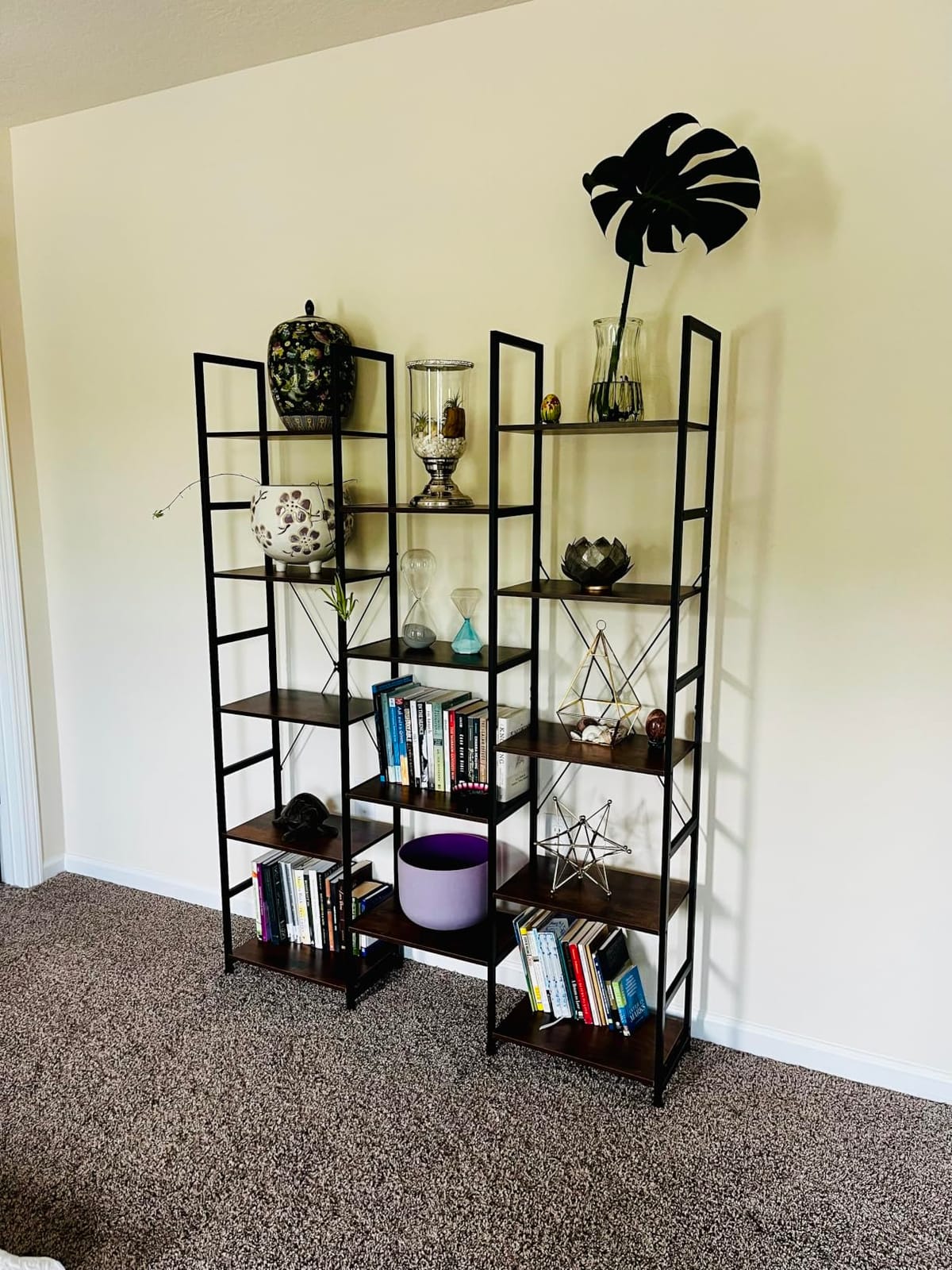 NUMENN Triple Column 5 Tier Bookshelf, Bookcase with 14 Open Display Shelves, Adjustable Rustic Industrial Style Book Shelves, Modern Bookshelves for Bedroom, Living Room and Home Office, Vintage customer photo 1