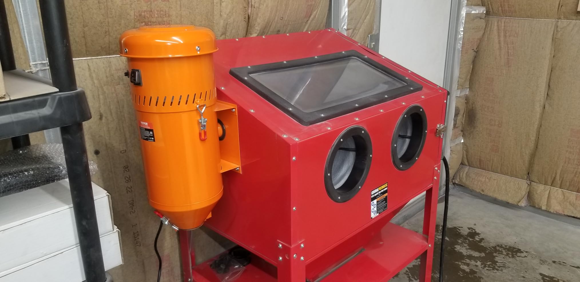 90 Gallon Sandblasting Cabinet with 1.8 Gallon Dust Collection System, 40-120PSI Sand Blasting Cabinet with Stand, Heavy Duty Sand Blaster with Blasting Gun & 4 Nozzles for Paint, Rust Removal customer photo 1
