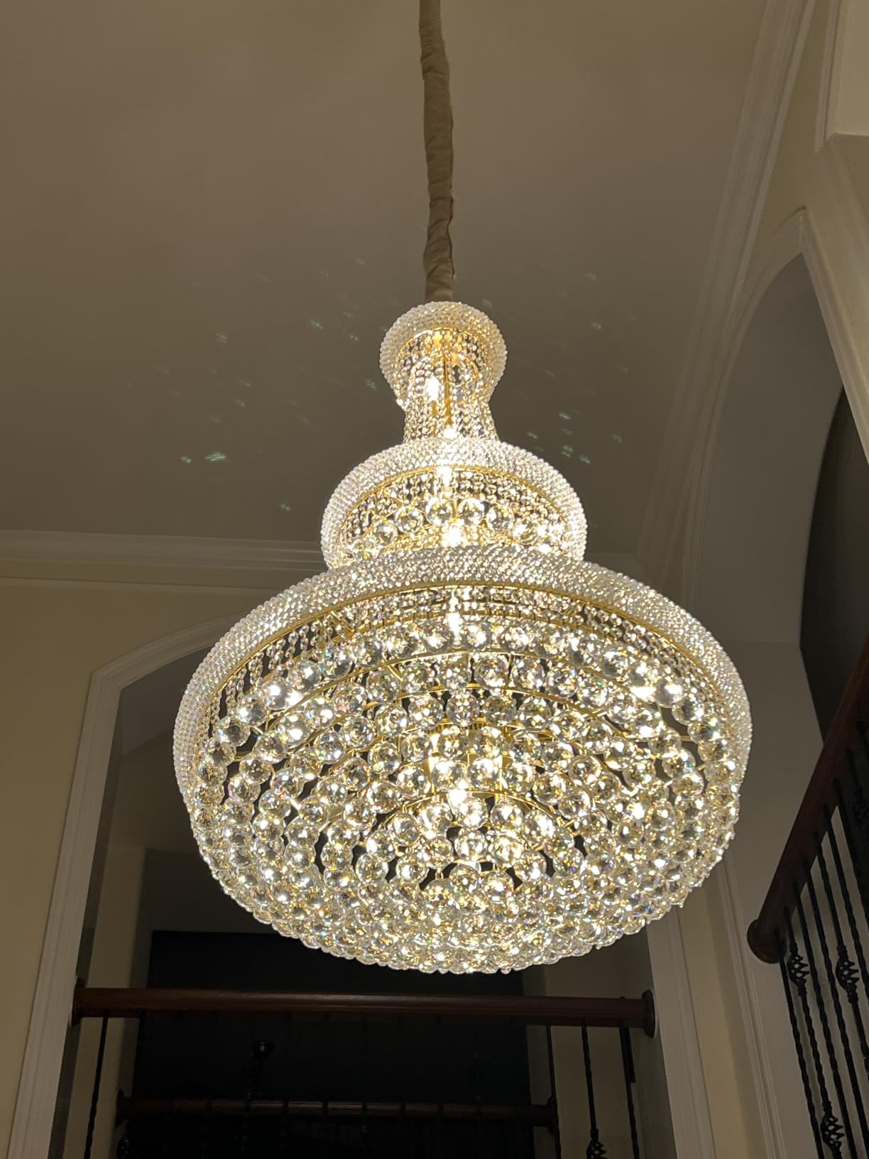 19-Lights High Ceiling Chandelier Modern Gold Crystal Chandeliers Large Foyer Chandelier Fixtures for Staircase Living Room Hallway Entryway (H47 x W31.5) customer photo 2