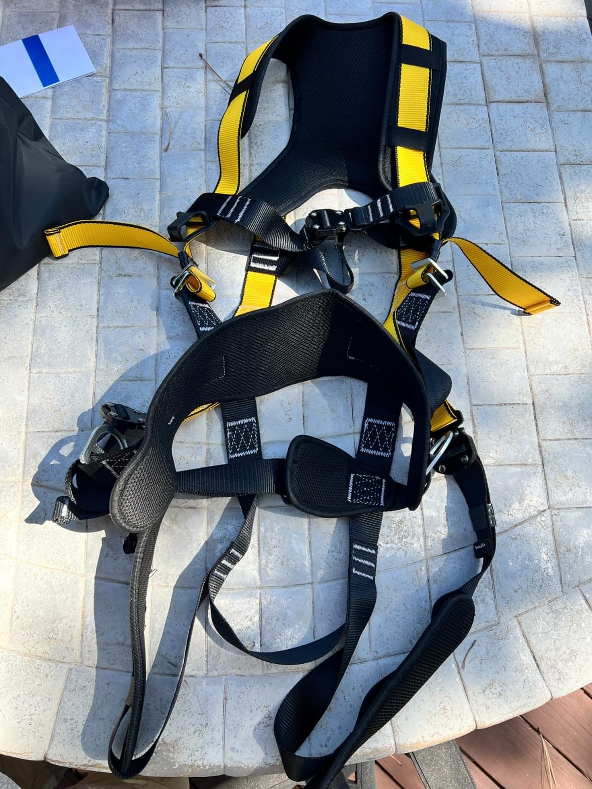 Fall Protection Premium Safety Harness with Shock Absorbing Lanyard, Vented & Padded Shoulder, Legs & Back - Upgrade 4 Quick Buckles (Yellow) customer photo 2