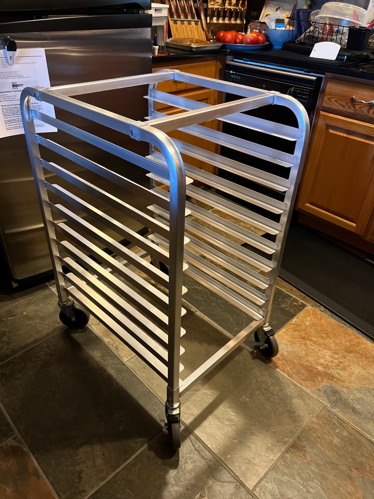 Profeeshaw 20-Tier Bun Pan Rack, Aluminum Sheet Pan Bakers Rack with Wheels | Fits 40 half-size or 20 full-size sheet pans, 33 lb per tier, with 4 casters and 2 locking wheels; for commercial bakeries customer photo 2