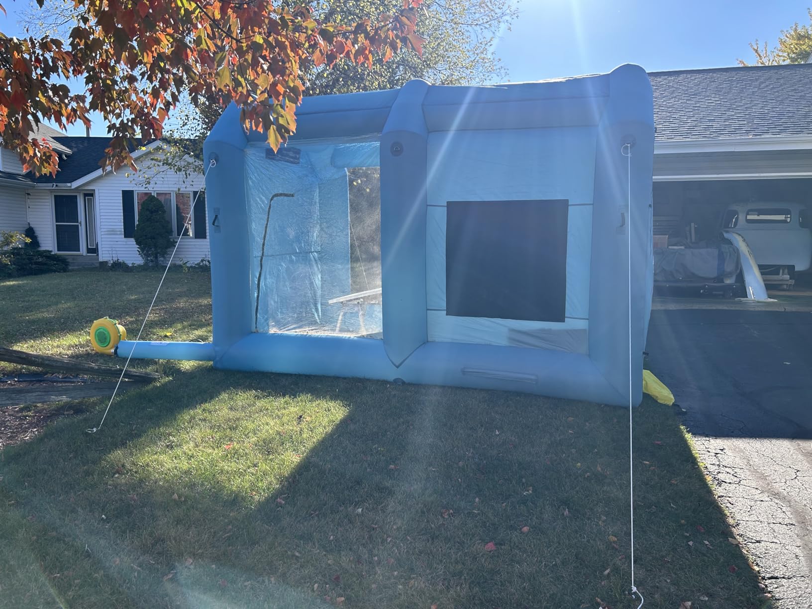 VEVOR Inflatable Paint Booth, 27.9 x 15.7 x 10.8 ft Inflatable Spray Booth, Portable Car Paint Booth for Small Truck, with 950W+750W Powerful Blowers and Air Filter System, Large Motorcycle, Midsize S customer photo 2