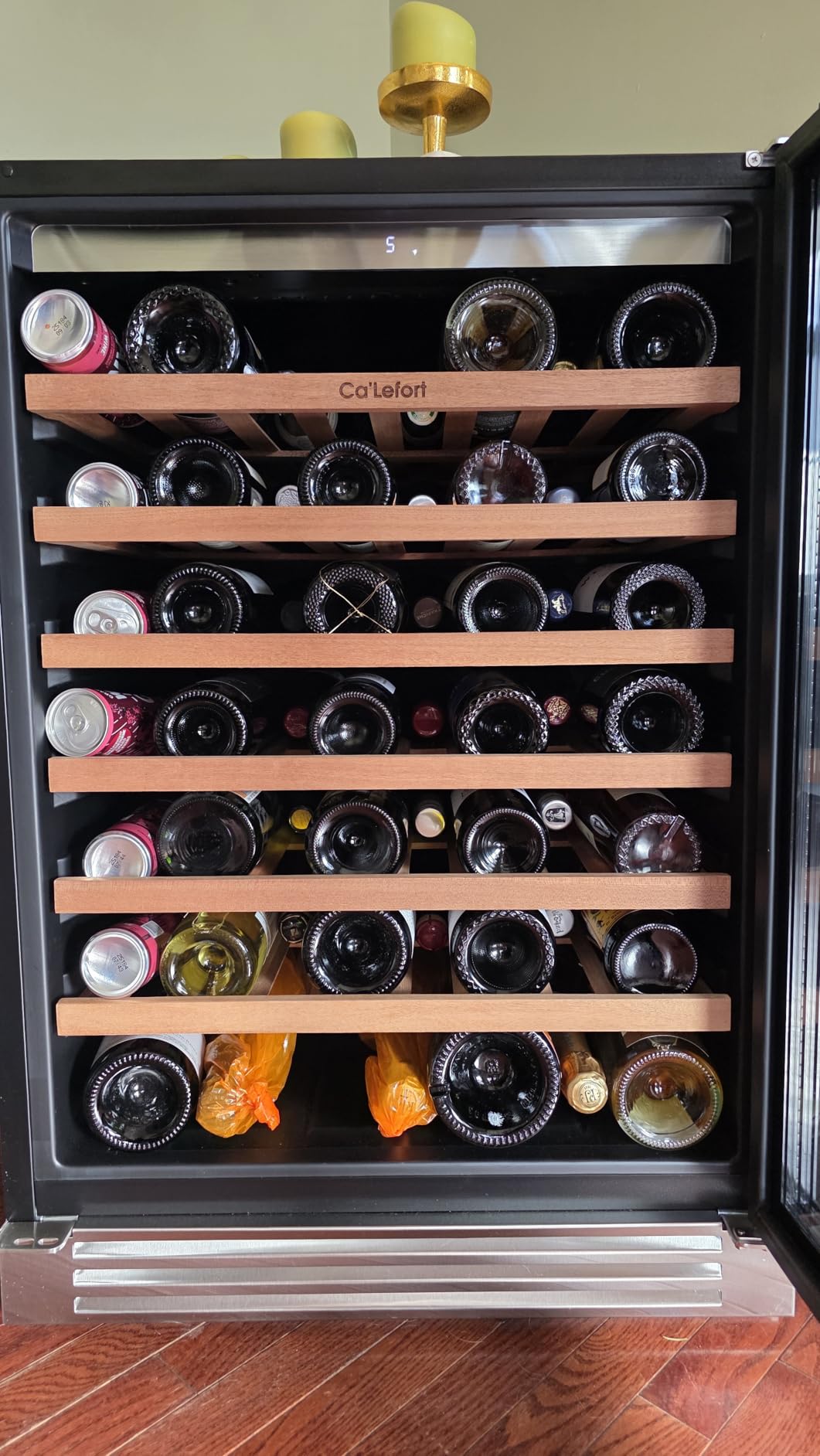 Ca'Lefort 24 Inch Wine Fridge, 61 Bottle Wine Cooler Refrigerator, 40-65°F Wine Refrigerator Glass Door, 3 LED Wine Fridge, Built-in or Freestanding Fridge for Home/Bar/Kitchen (5.65 cu.ft) customer photo 2
