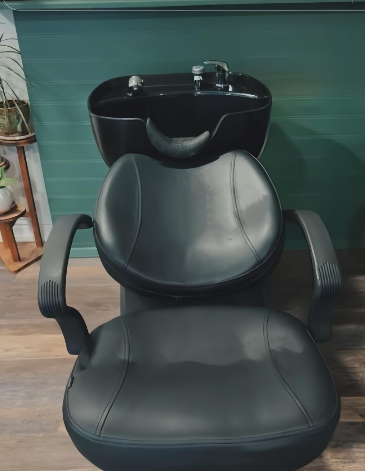 Shampoo Bowl and Chair Set, Backwash Shampoo Sink Chair, 7.87'' Deep ABS Basin, Neck Rest, PU Leather, 450lbs Capacity, Side Storage, Ideal for Barbershop Spa Home Studio customer photo 2