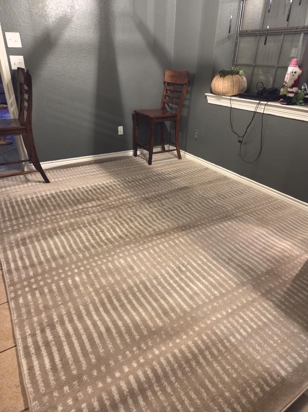 Rugshop Contemporary Stripe Lines High Traffic Area Rug Cream 7'10