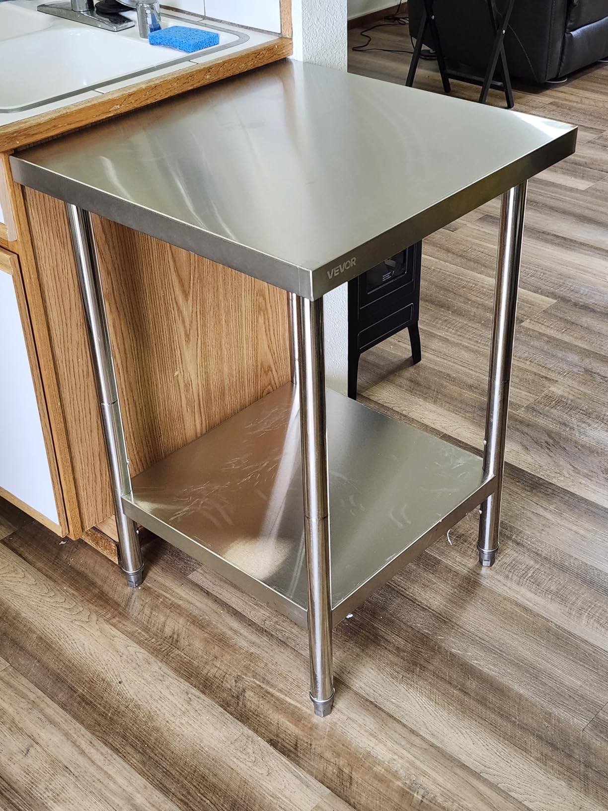 VEVOR Stainless Steel Prep Table, 30 x 72 x 34 Inch, 920 lbs Load Capacity, Heavy Duty Metal Worktable with 3 Adjustable Height Levels, Commercial Workstation for Kitchen Garage Restaurant Backyard customer photo 1