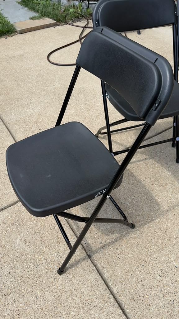 10 Pack White Plastic Folding Chairs, Portable Stackable Commercial Chairs with Steel Frame, 350 lb Capacity Indoor Outdoor Seating for Wedding Party Event Office Dining customer photo 1