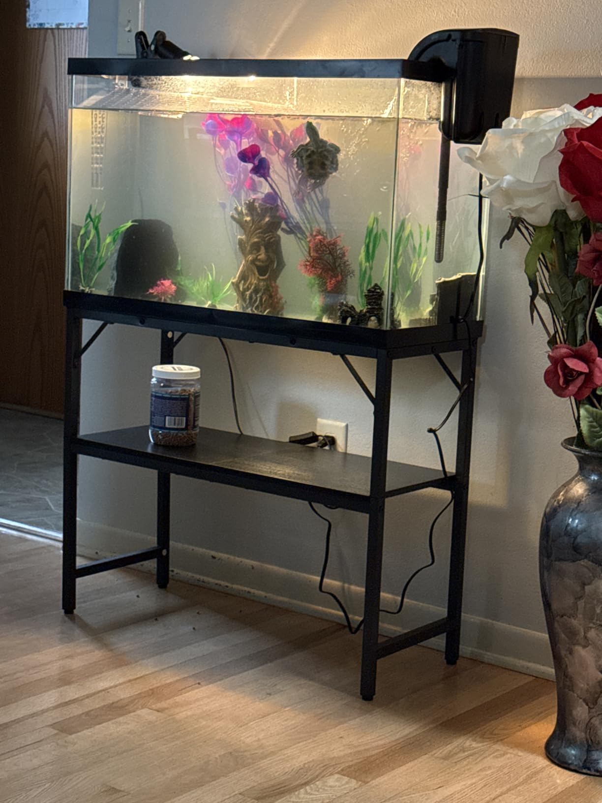 MAHANCRIS 20 Gallon Fish Tank Stand, Aquarium Stand with 2-Tier Storage Shelves, Heavy Duty Breeder Turtle Terrarium Stand Rack for Home Office, 24.0