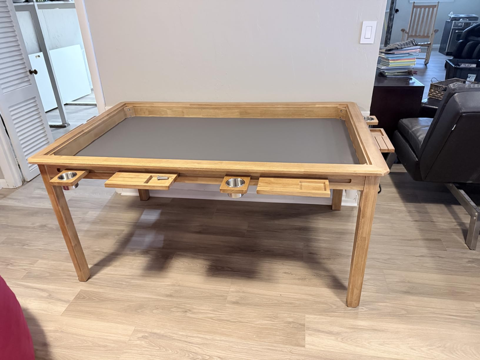 Board Game Table with Removable Table Top, Seats 4 to 6 Players with 57in x 33in Play Area, Includes Play Mat, Detachable Cup Holders and Dice Trays, Minimal Assembly Required customer photo 2
