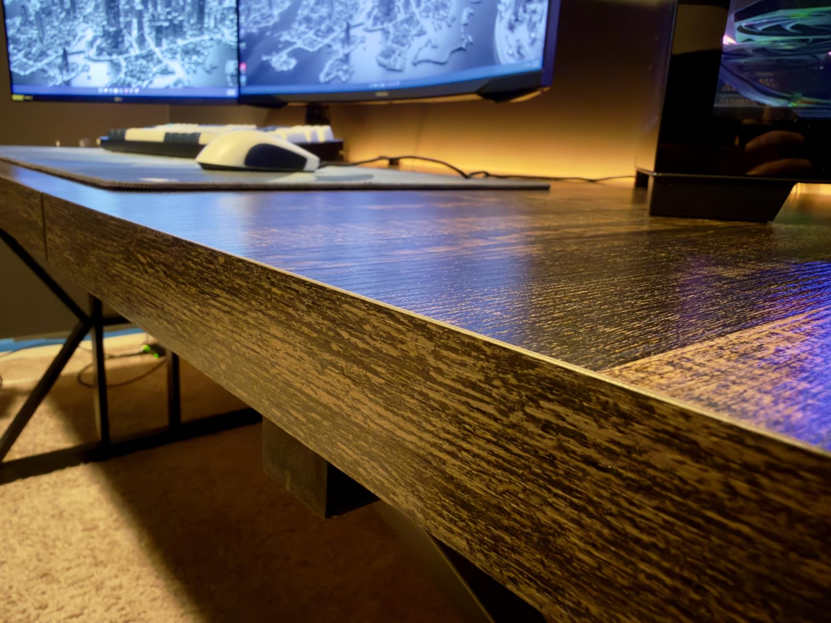 LITTLE TREE 70.8-Inch Office Desk, Wooden Executive Office Desk, Modern Work Desk, Large Farmhouse Writing Table Computer Desk for Home, Brown-Black customer photo 2
