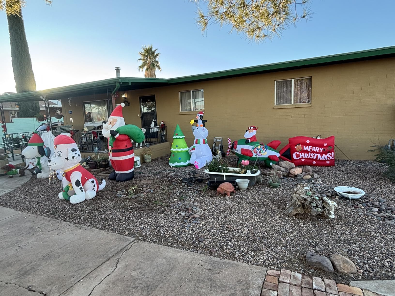 10.5 FT Animated Christmas Inflatables Santa Claus on Airplane, Santa Claus on Helicopter with Merry Christmas Banner, Xmas Blow Ups Outdoor Decorations for Yard Garden Lawn customer photo 2