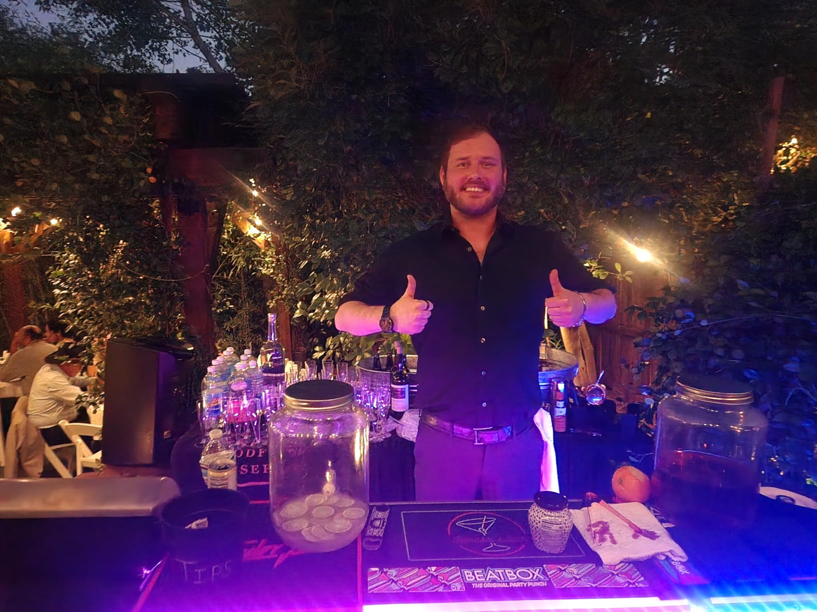 PARTYPONG Folding Portable Double Bar w/LED Lights, Wireless Remote, 2 Bar Skirts, Storage Shelf, & Carrying Case - Black customer photo 1