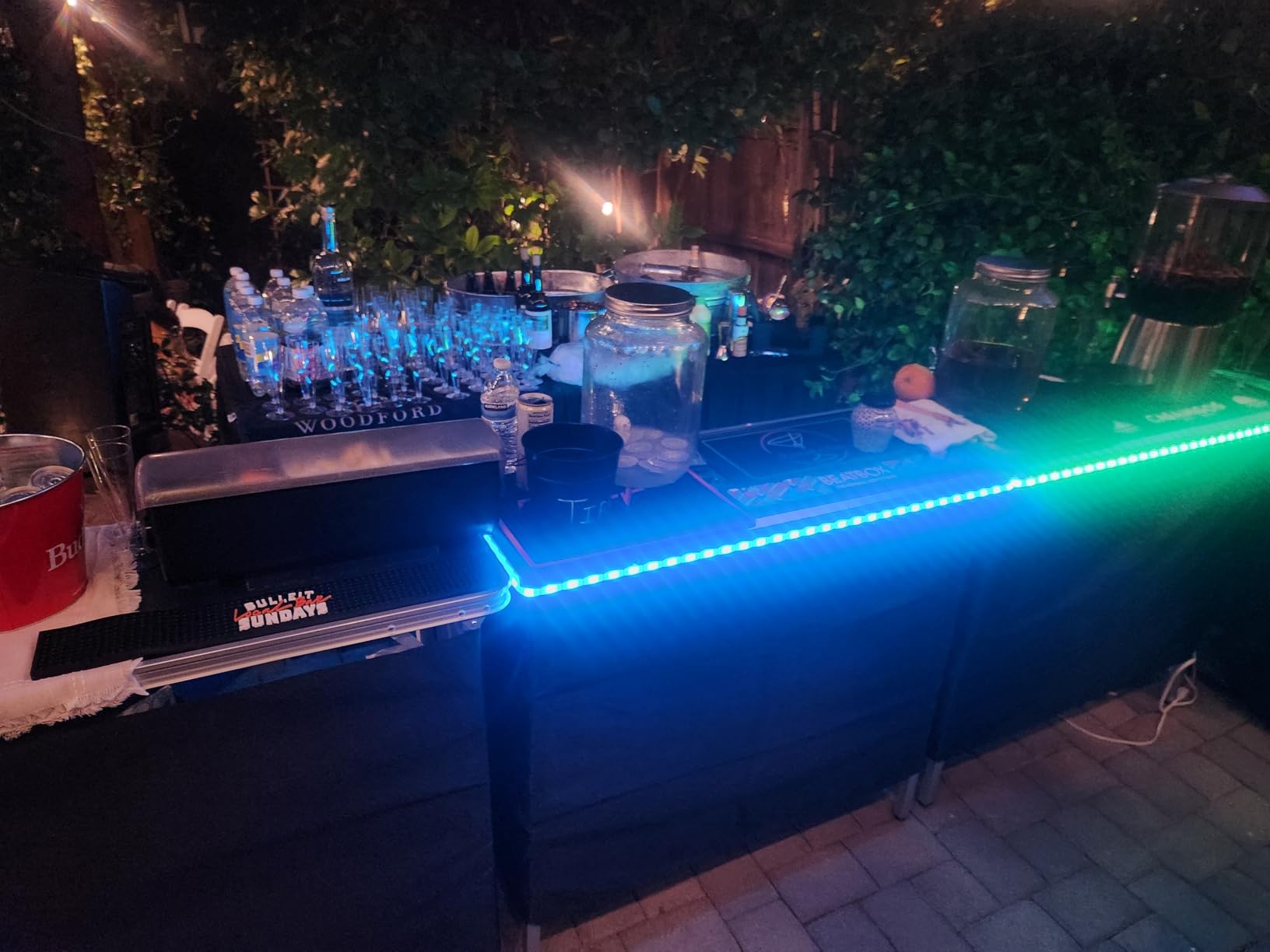PARTYPONG Folding Portable Double Bar w/LED Lights, Wireless Remote, 2 Bar Skirts, Storage Shelf, & Carrying Case - Black customer photo 2