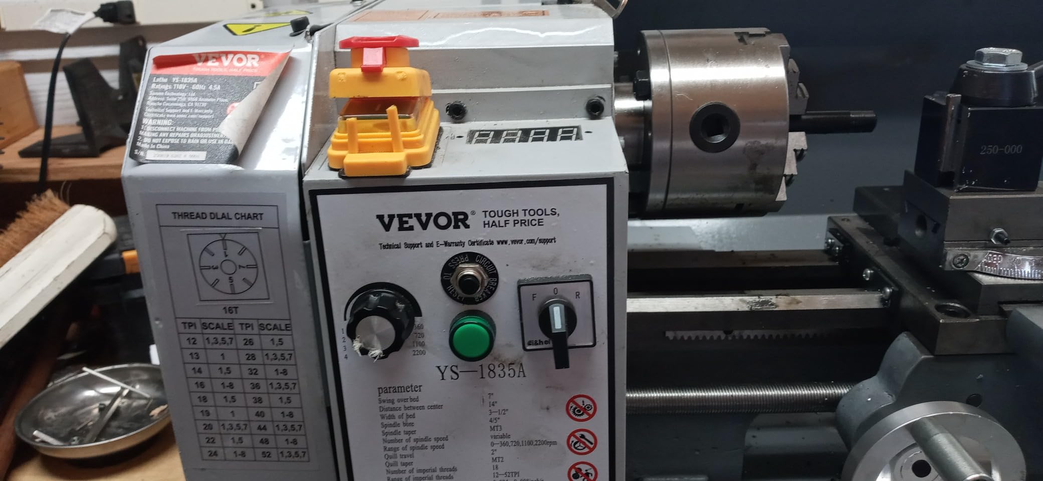 VEVOR Metal Lathe, 8.3'' x 29.5'' Benchtop Metal Lathe 0-2500 RPM Continuously Variable Speed 750W Brushless Motor Metal Gears with LCD Display Metal Lathe Machine customer photo 2