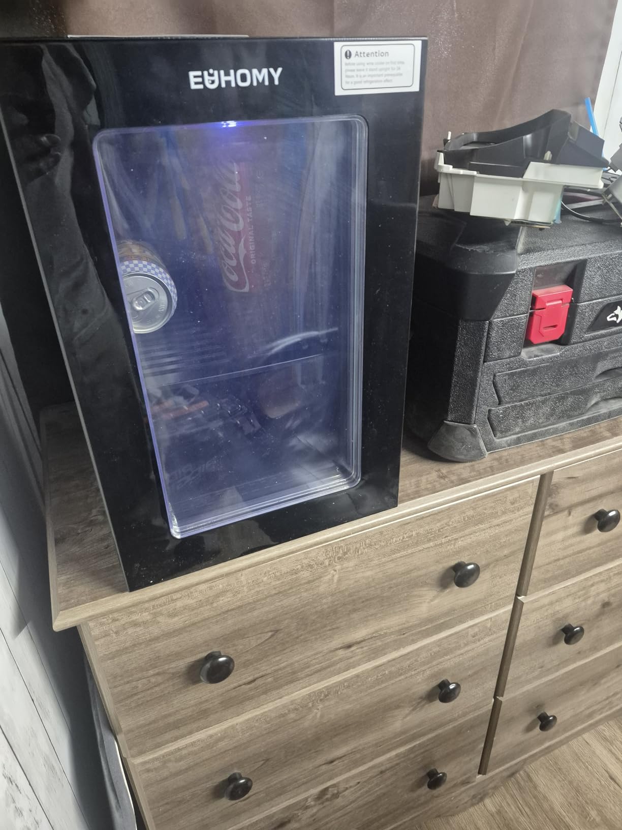 EUHOMY 145 Can Mini Fridge, 4.5 Cu.ft Beverage Refrigerator with Glass Door | 32F to 61F, Compressor Cooling, Digital Temperature Control, Adjustable Shelves, LED Light, 40 dB, Home Office Bar Use customer photo 1