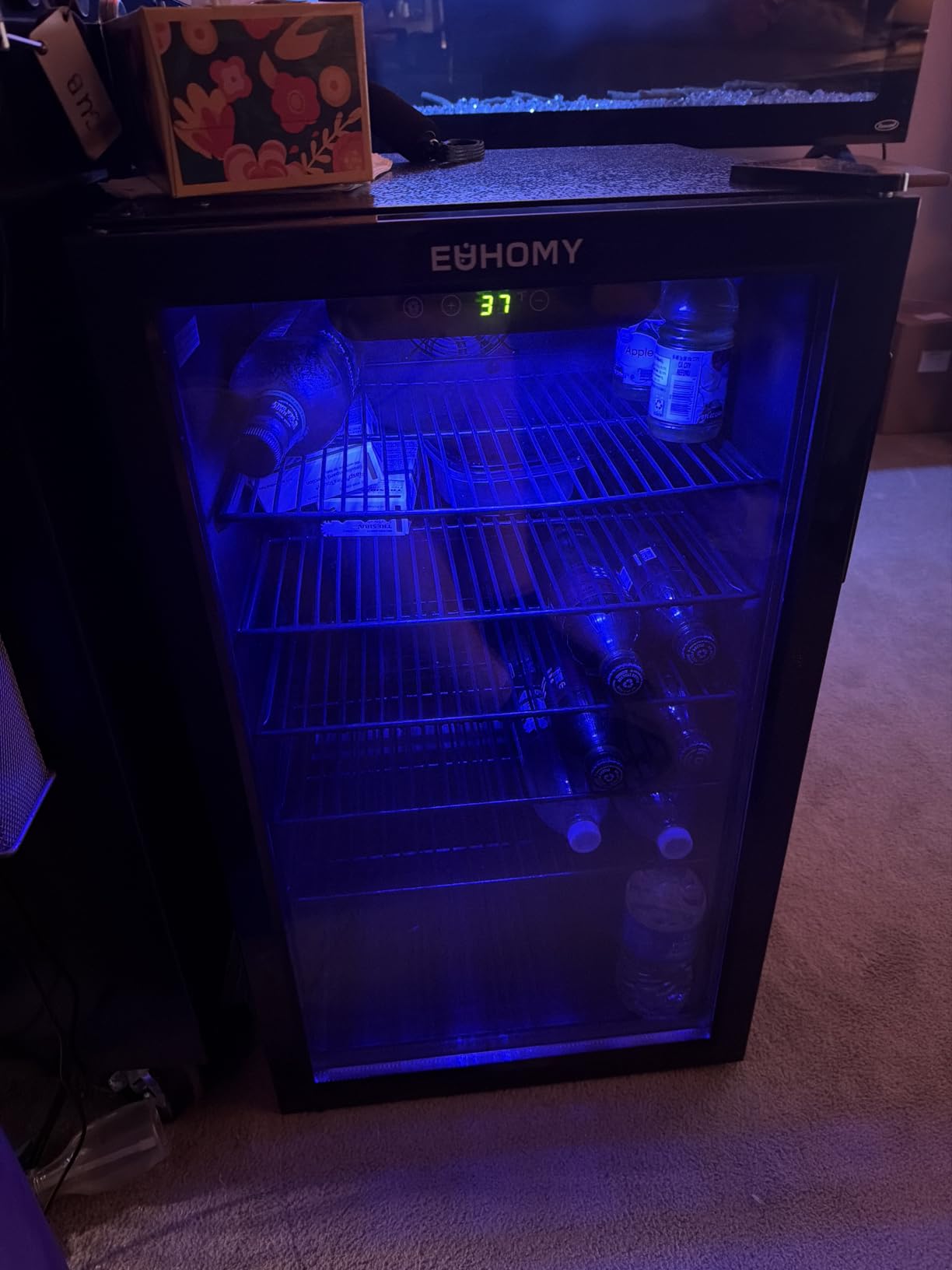 EUHOMY 145 Can Mini Fridge, 4.5 Cu.ft Beverage Refrigerator with Glass Door | 32F to 61F, Compressor Cooling, Digital Temperature Control, Adjustable Shelves, LED Light, 40 dB, Home Office Bar Use customer photo 2