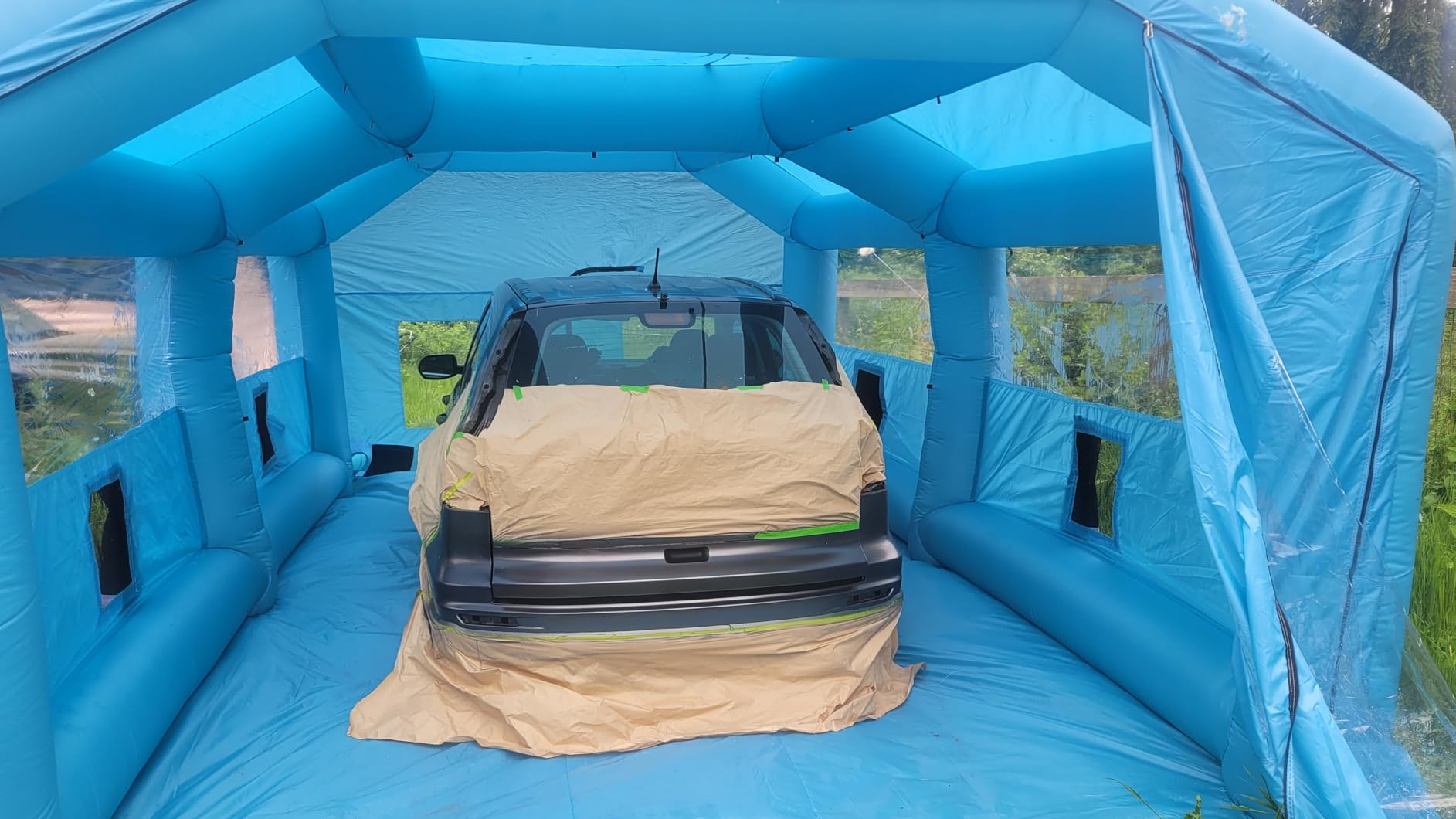 Inflatable Paint Booth for Car 20x13x9FT Portable Spray Booth Tent with 750W + 370W Dual Blowers Air Filter System for DIY Spray Car Truck Motorcycle Garage Furniture Part Painting customer photo 2