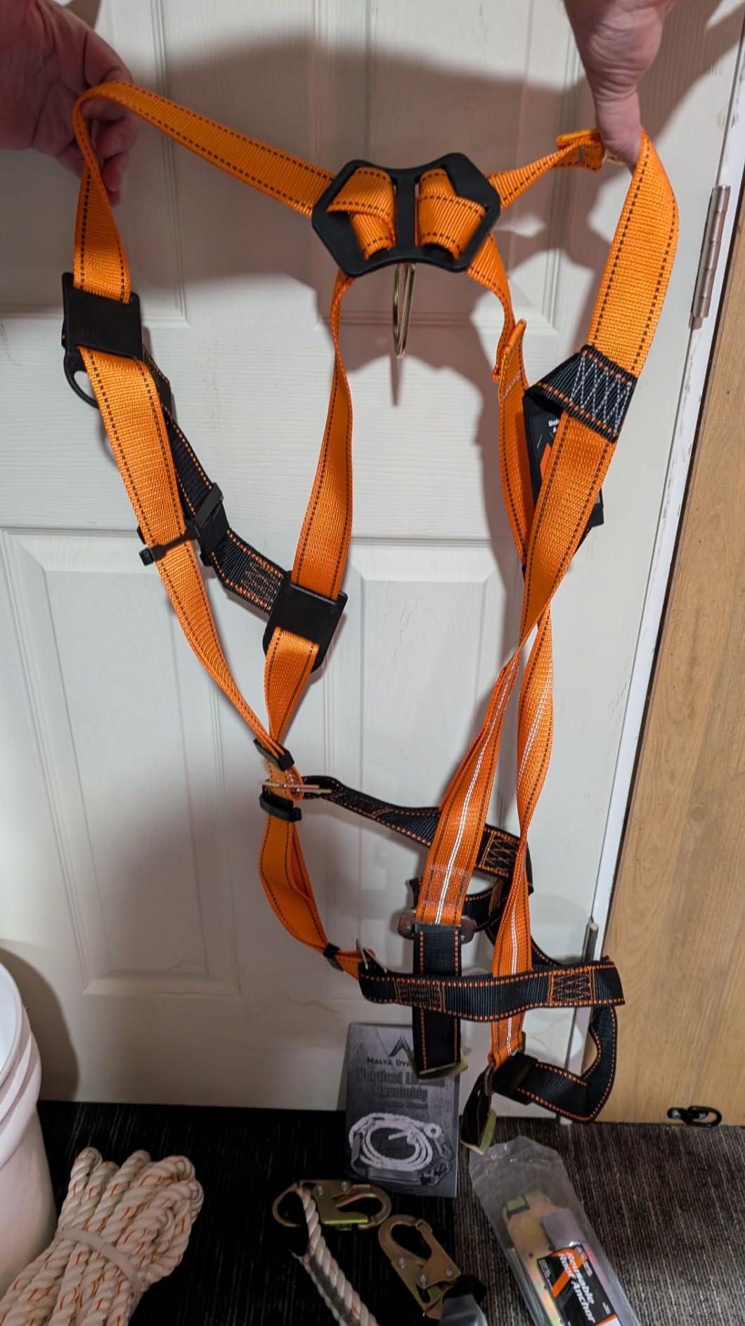 Malta Dynamics 50' Roofer's Safety Bucket Kit - Warthog Pass-Thru Safety Harness, Reusable Roof Anchor, and 50' Vertical Lifeline Assembly, OSHA/ANSI Compliant customer photo 2