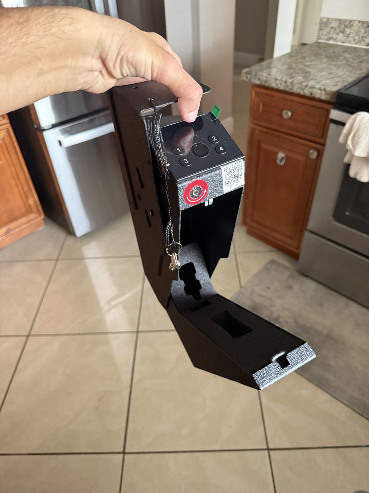 Quick Access Biometric Bedside Gun Safe for Handgun | 2 in 1 Mounted Drop Down Nightstand Pistol Safe with Fingerprint & Passcode & Key 3 Ways customer photo 2