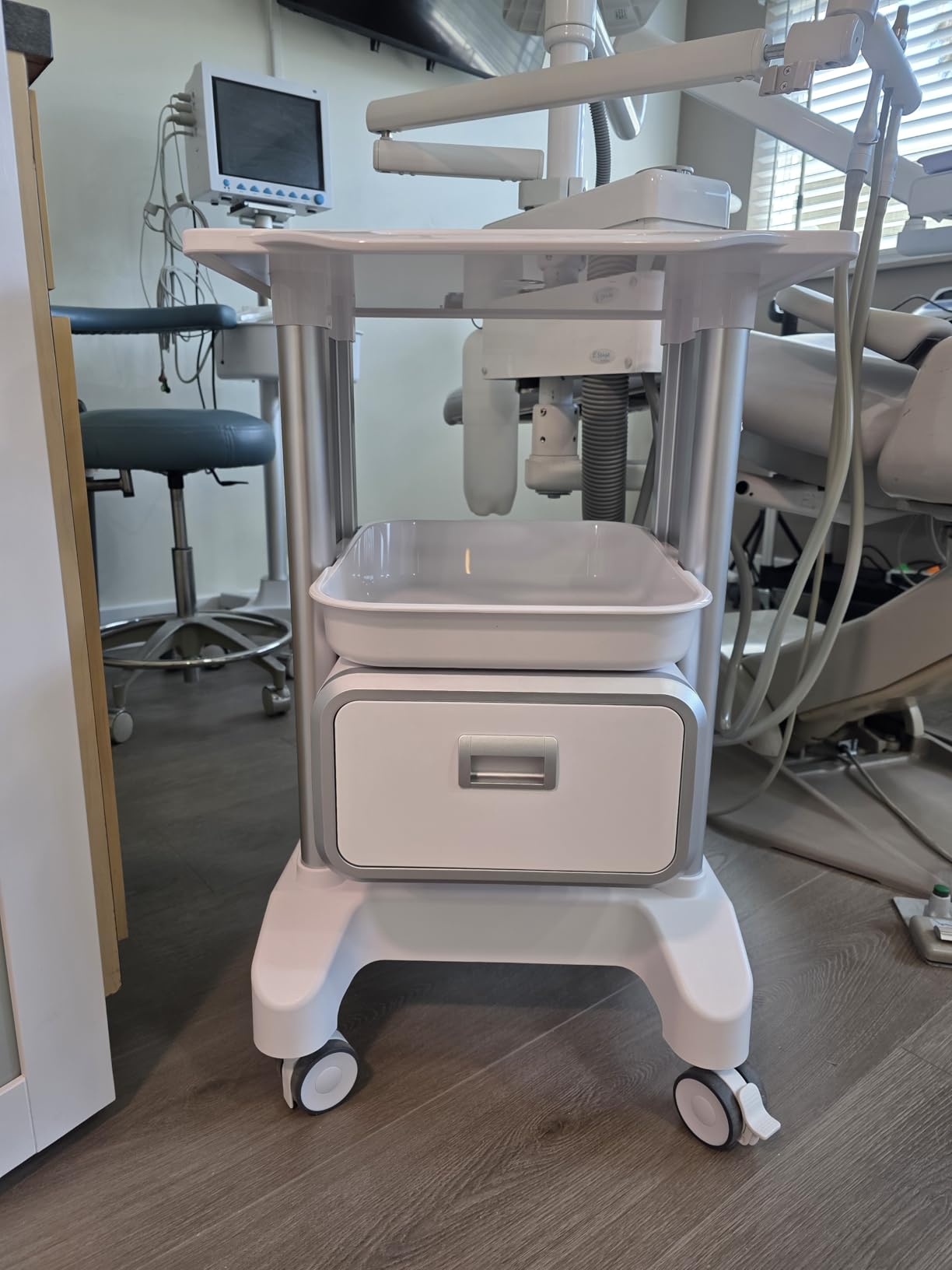 Medical Trolley Mobile Ultrasound Cart 135 LBS Load Storage Cart | Utility Carts with 4 Silent Wheels Tray, Medical Trolley with Drawer, For Hospital Dental Clinic Beauty Salon Office Home customer photo 2