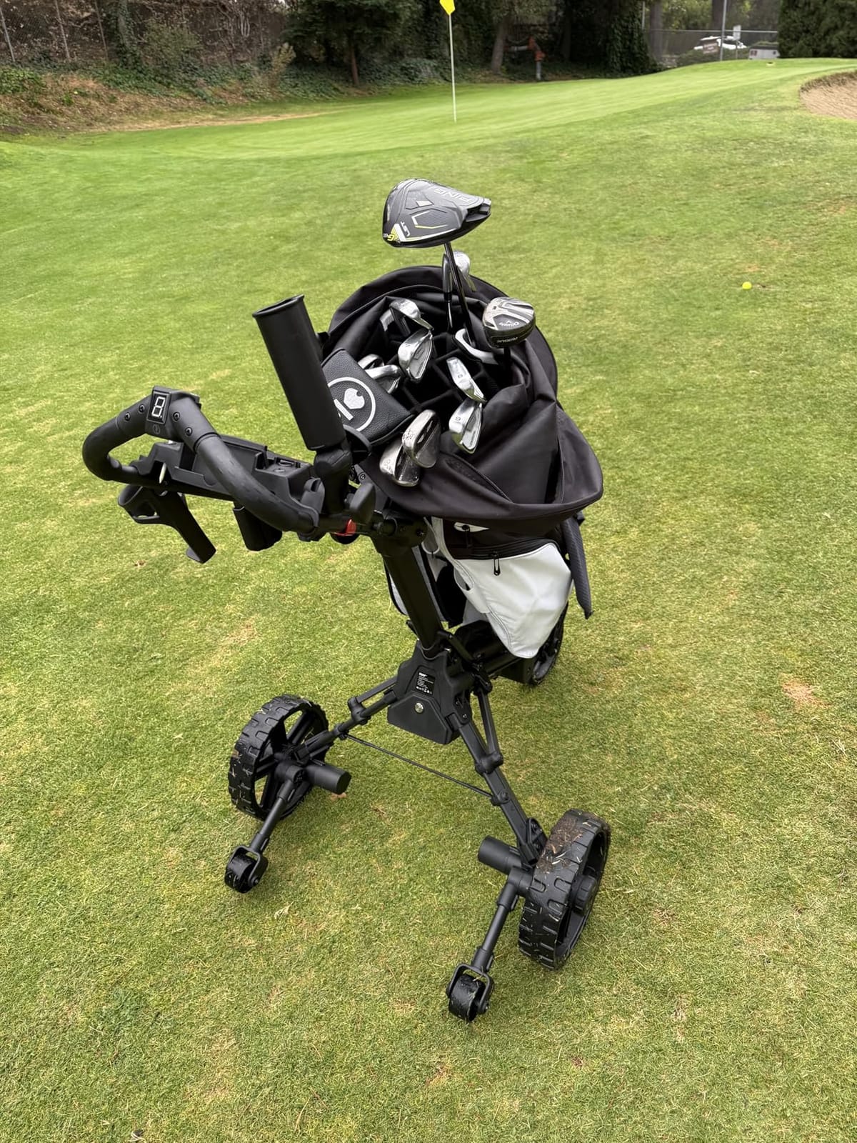 KVV Electric Golf Push Cart with Remote Control, Super Compact and Lightweight Electric Golf Cart, Smallest Folding Size Electric Golf Cart, Suitable for All Terrains (Charcoal) customer photo 1