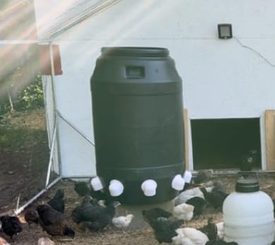 Chicken Feeders No Waste, DIY Automatic Poultry Feeder - 8 Ports Red | Buckets Barrels Bins Troughs-mountable Design for common Breeds of Chicken Flock with Hole Saw customer photo 1