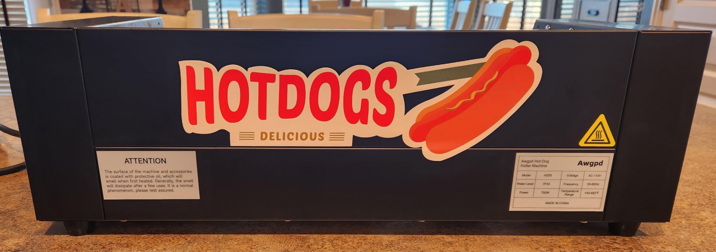 1650W Commercial Hot Dog Rollers Machine, 11 Rollers 30 Hotdog Roller Grill | Stainless Steel Hot Dog Machine With Dust Cover, Hot Dog Roller With Dual Temp Control Bun Warmer Shelf Removable Drip Tray customer photo 1