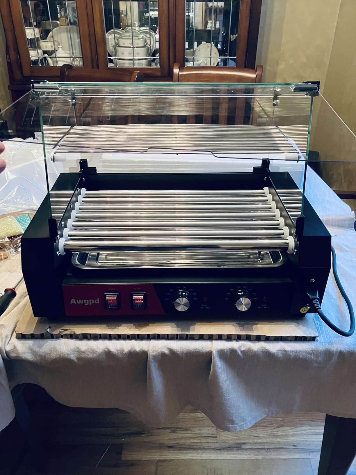 1650W Commercial Hot Dog Rollers Machine, 11 Rollers 30 Hotdog Roller Grill | Stainless Steel Hot Dog Machine With Dust Cover, Hot Dog Roller With Dual Temp Control Bun Warmer Shelf Removable Drip Tray customer photo 2