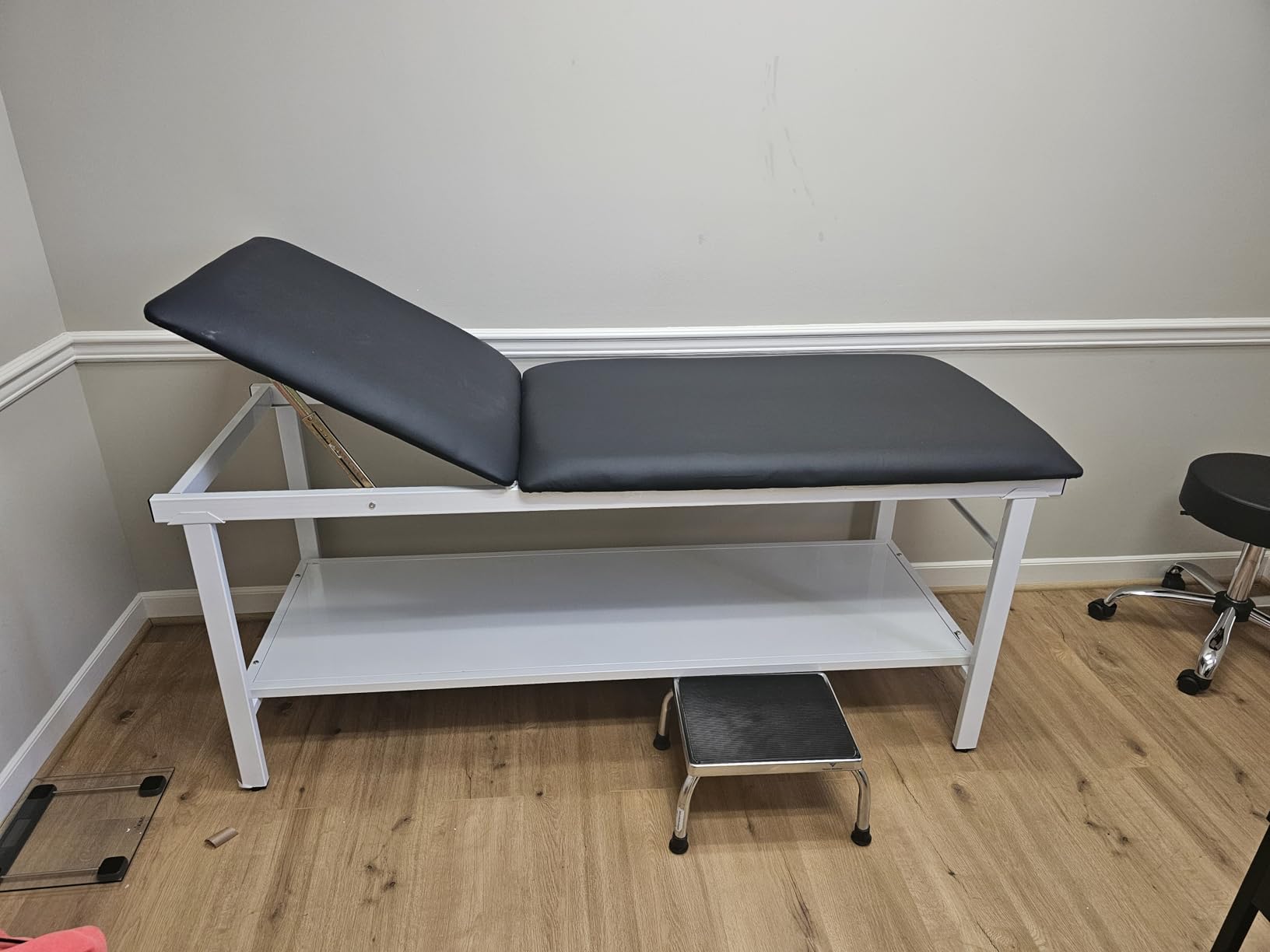 Adjustable Exam Table with Paper Roll Dispenser & Shelf, Physical Therapy Medical Exam Table, Patient Examination Bed, Durable, Low Maintenance and Holds Up to 400 Lbs (Black) customer photo 2
