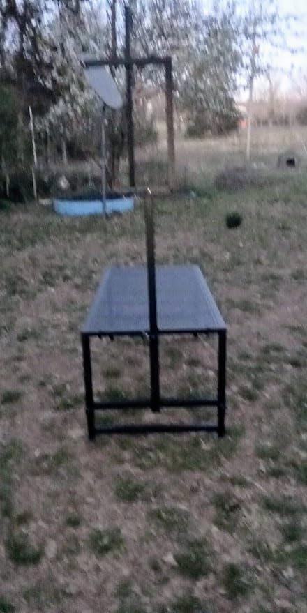 Goat Milking Stand with Removable Feed Bin, 600LB Heavy Duty Goat Stand for Hoof Trimming & Grooming, Adjustable Livestock Stanchion for Goats & Sheep, Steel (Black, L-47 * 23Inch) customer photo 1