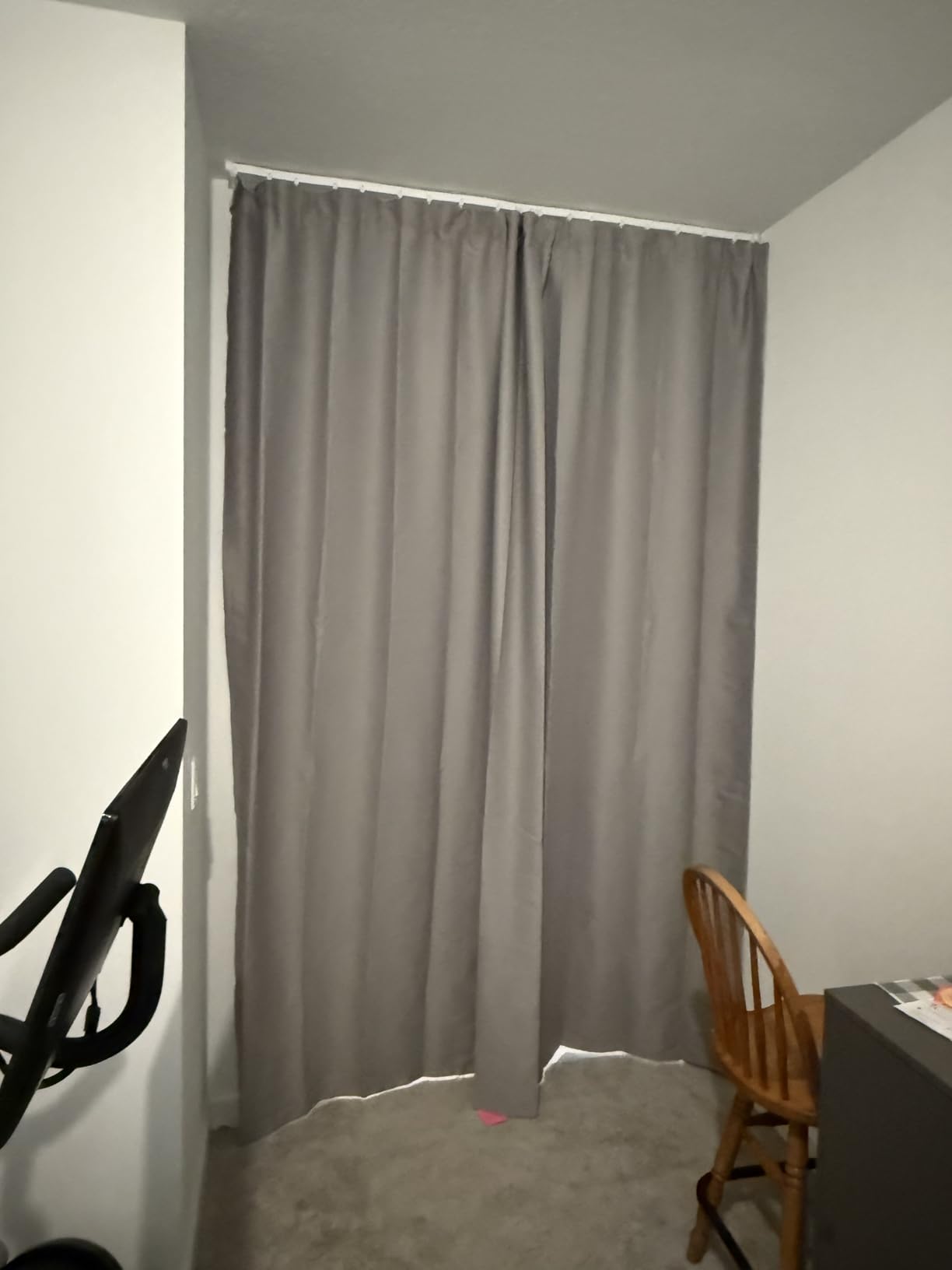 Room Divider Ceiling Mounted Curtains Track Sets Extra Wide Blackout Curtain Flexible Tracks for Bedroom Privacy Partition Separator, 1Panel Beige Drape and White Rail, W8.3 x H8ft customer photo 2