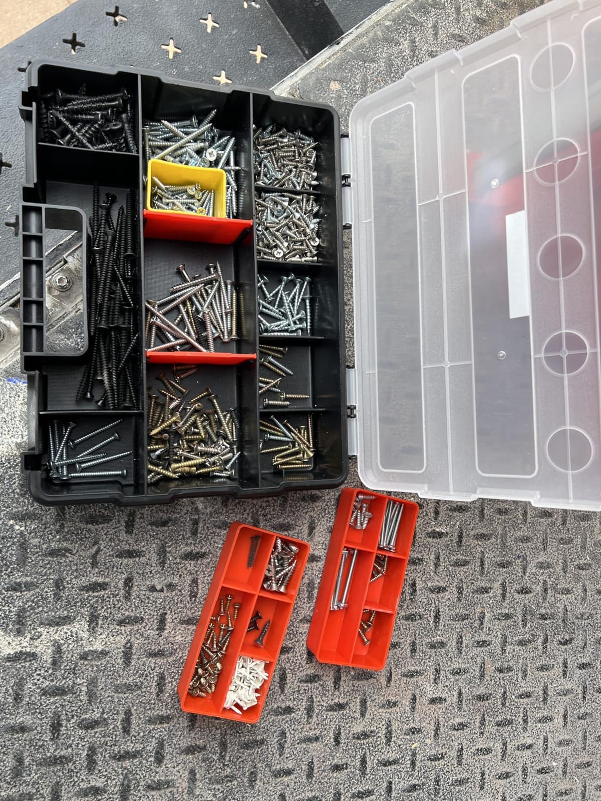 Hanging Tote Kit for Van Shelving Storage, Work Van Organizers and Storage Boxes, 3 Small Parts Tool Box Organizer 63 Compartments and 1 Metal Hanging Organizer Holder, Van Shelf Accessories customer photo 1
