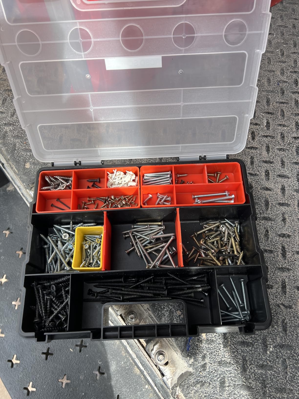 Hanging Tote Kit for Van Shelving Storage, Work Van Organizers and Storage Boxes, 3 Small Parts Tool Box Organizer 63 Compartments and 1 Metal Hanging Organizer Holder, Van Shelf Accessories customer photo 2