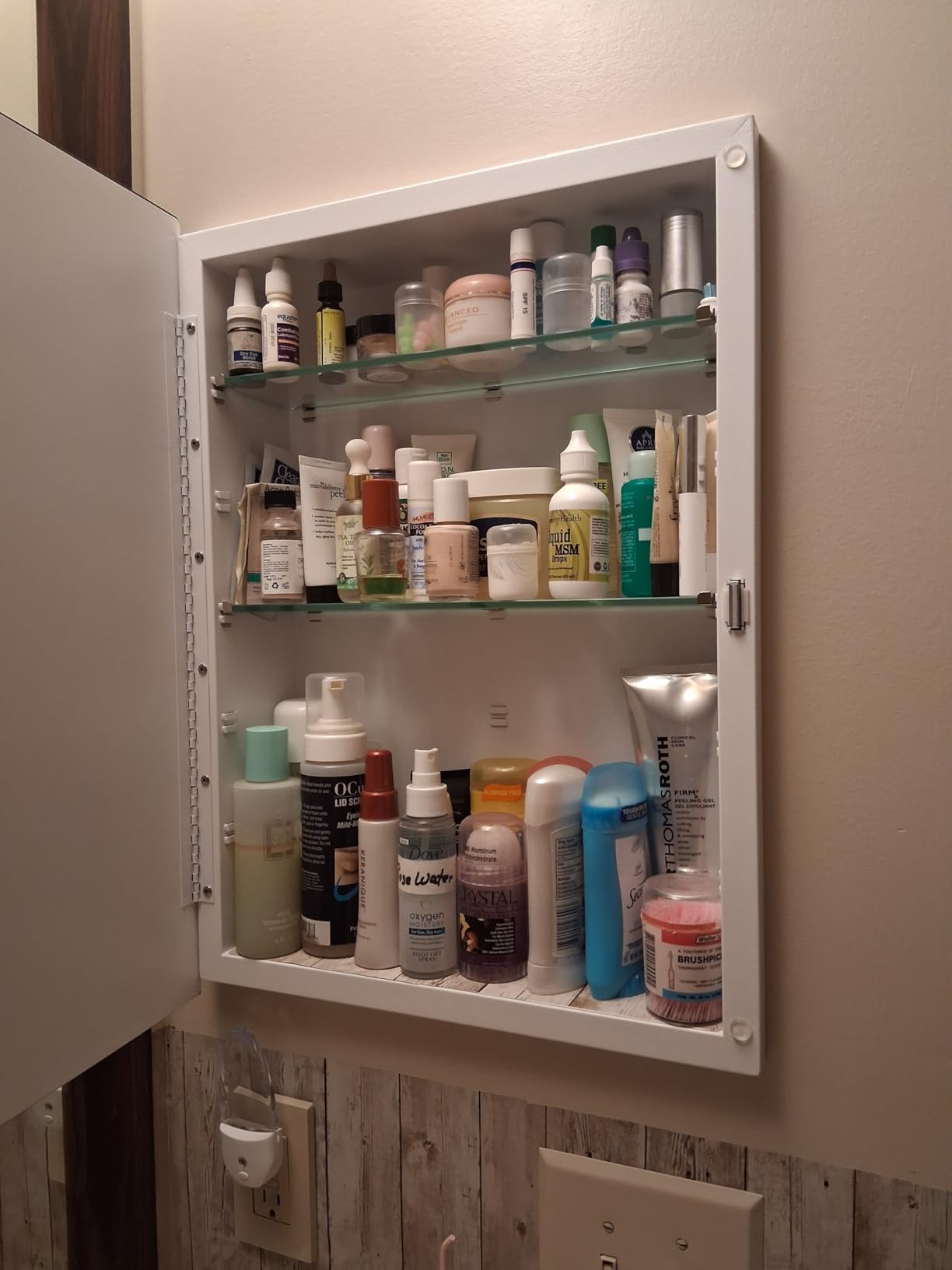 IDYLLOR Bathroom Medicine Cabinet with Beveled Edge Mirrored Door 16 x 36 inch, Recessed or Surface Mount, with Adjustable Glass Shelves customer photo 2