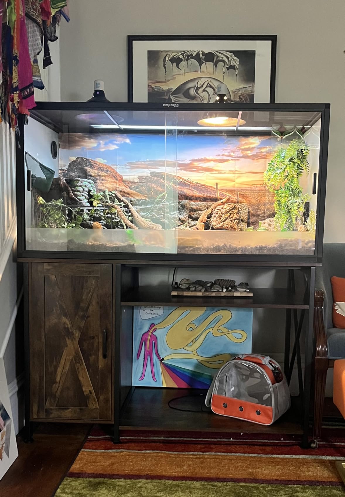 Herture 120 Gallon Reptile Tank Stand, 4x2x2 Reptile Enclosure Stand, with Storage Cabinet and Power Outlet, for Bearded Dragons, Snakes, Lizard Terrarium Black PG08XYB customer photo 1