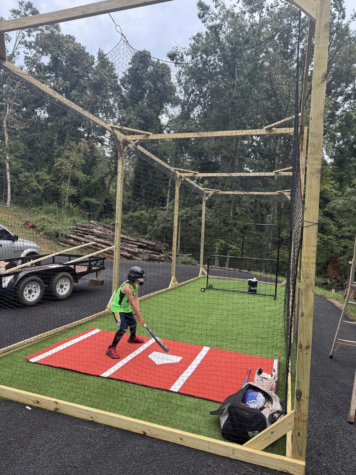 RIIFRILY Baseball Batting Cage Nets,20'L/ 35'L/55'L/70'L Baseball and Softball Cage Netting, Enclosed HDPE #30 /#45 Netting Batting Cages for Backyard and Indoor (NET ONLY) customer photo 2