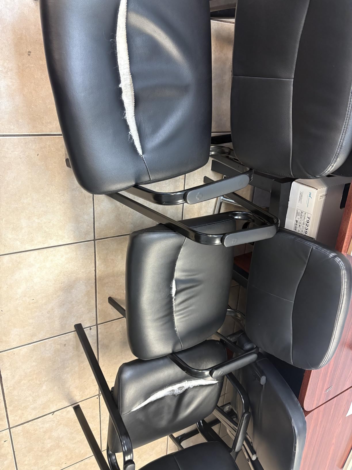 Sweetcrispy Waiting Room Chairs Set of 6, Office Guest Chairs No Wheels | Leather Padded Arms, Stationary Reception, Conference, Lobby Table, Elderly, Side Salon, Clinic, Inky customer photo 2